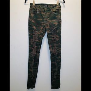 Camo Print Ripped Jeans